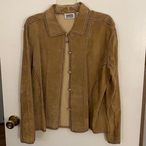 Chico’s 2 suede leather jacket with crochet
